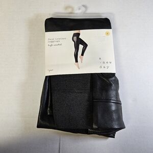 A New Day Black‎ Faux-Leather Leggings Size Small